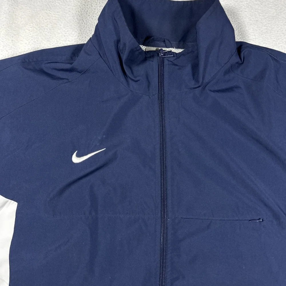 Vintage Nike Team Jacket Mens Large‎ Blue Windbreaker Swoosh Full Zip Up Y2K